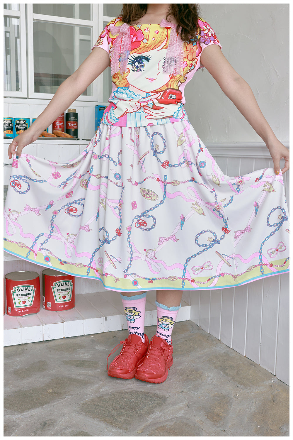 tntntutu Kawaii Pink Scarf Skirt | Harajuku Flowing Summer Bow Skirt skirt tntntutu