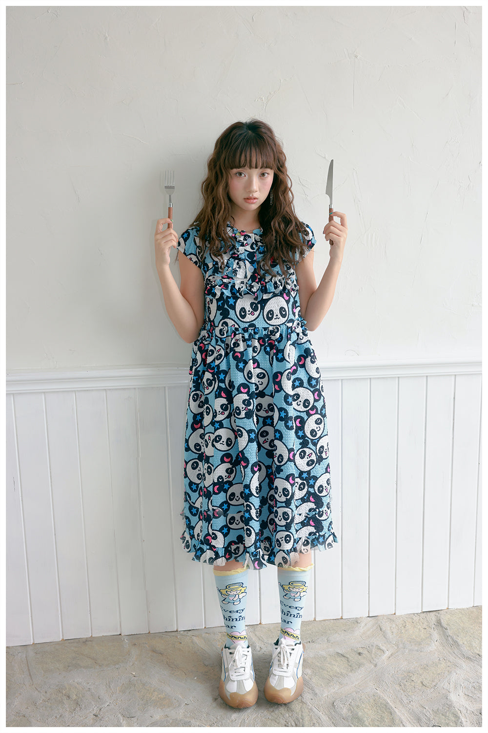 tntntutu Cute Summer Bubble Dress | Harajuku Blue Panda Dress dress tntntutu