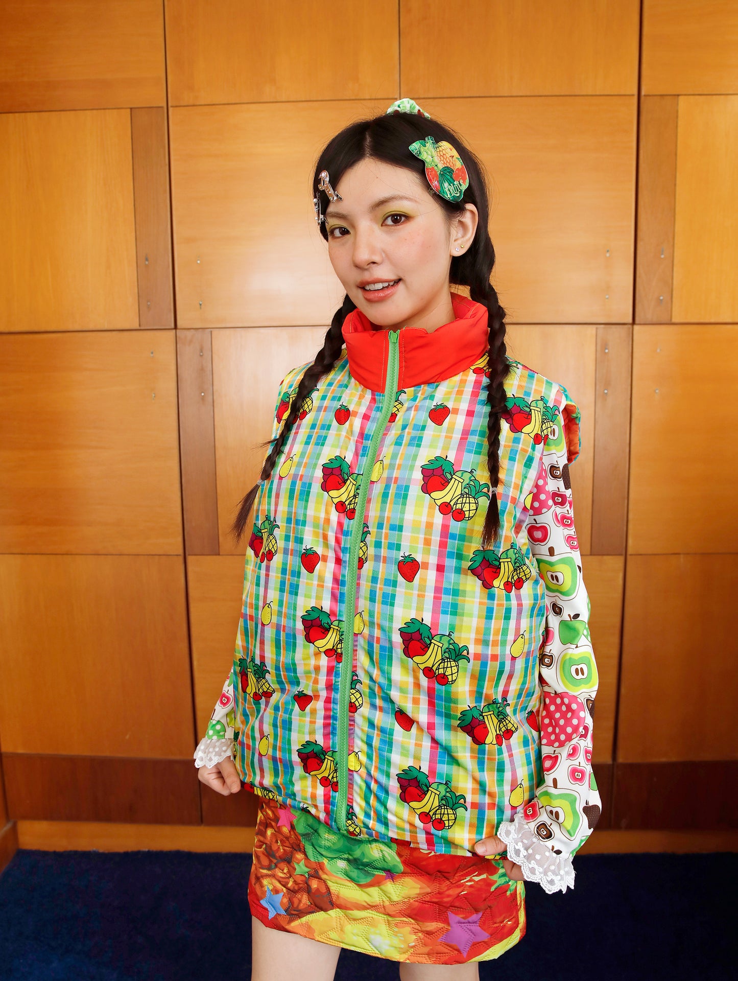 FRUITS - Kawaii Fruit Star Reversible Puffer Vest vest Fruits