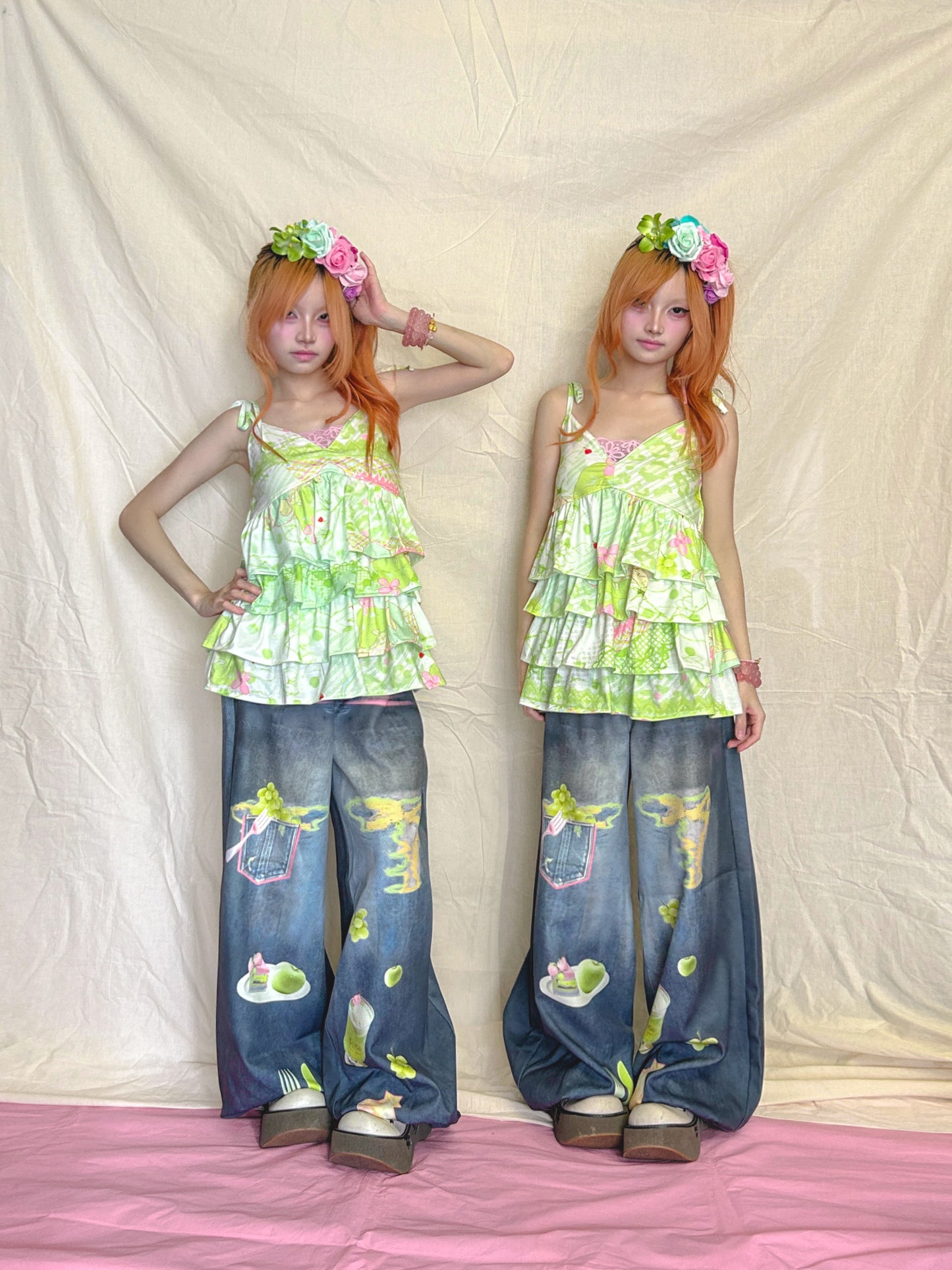 YJM with biubiu - Kawaii Ruffle Tiered Cami Dress