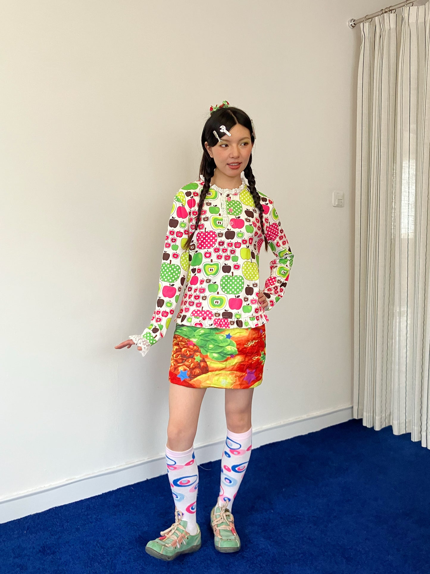 FRUITS - Kawaii Apple Polka Dot Lace Top shirt Fruits