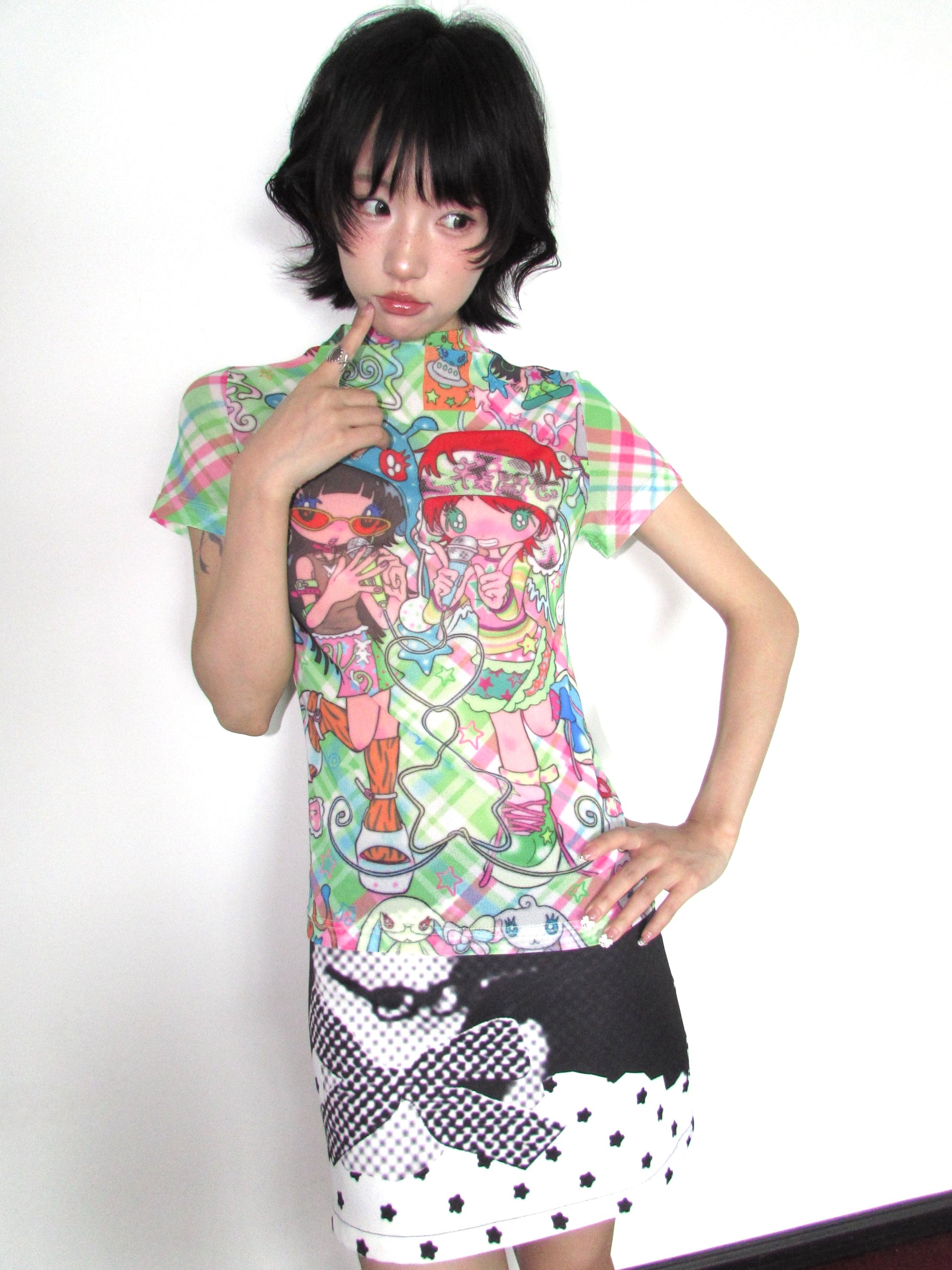 OurHappy Retro Candy Color Tee | Mesh Short Sleeve T-Shirt | Dual Tone Harajuku Style tshirt Our Happy