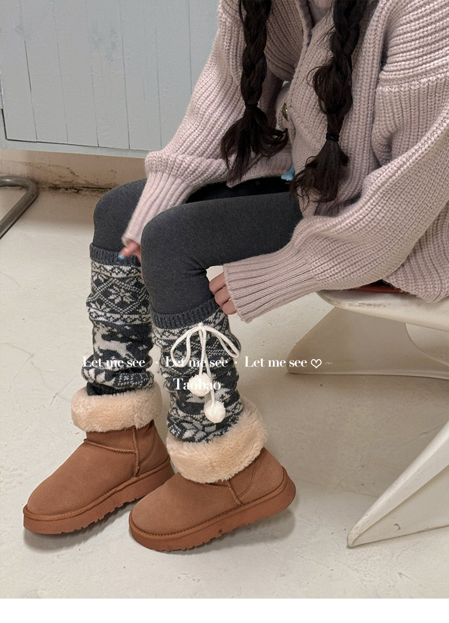 LET ME SEE - Snowflake Knit Wool-Look Christmas Leg Warmers leg warmmers let me see