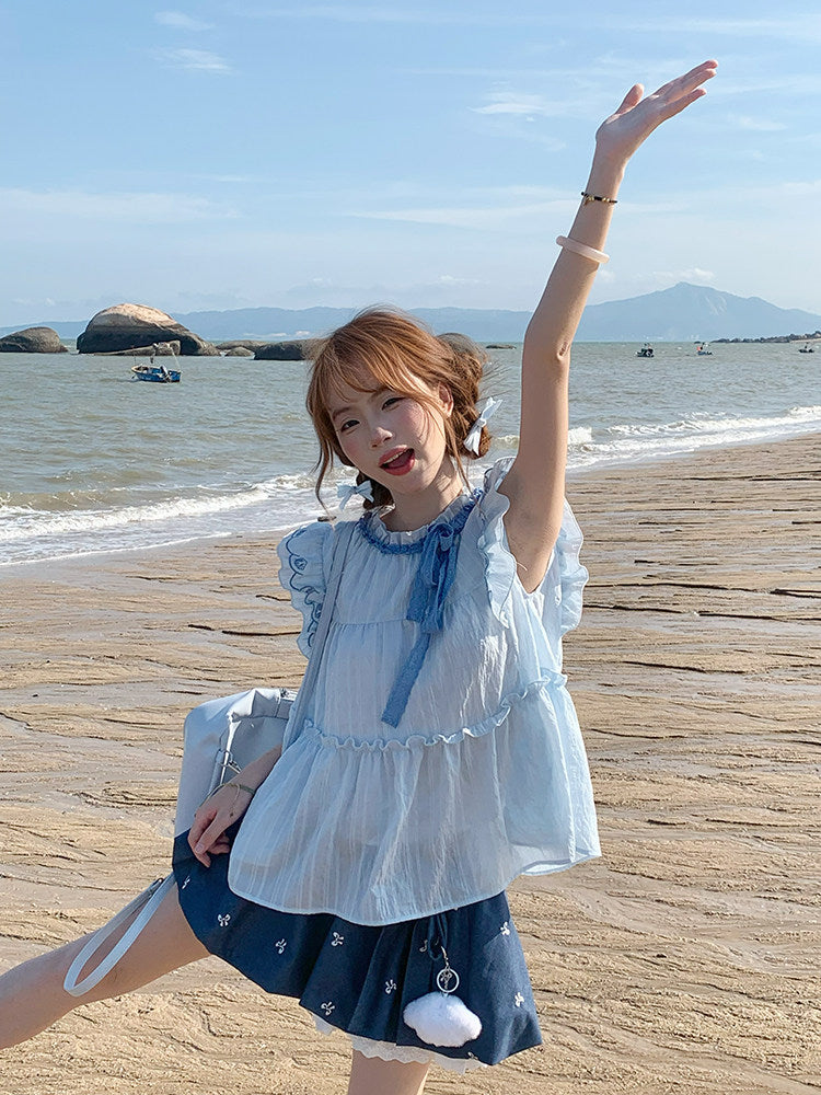 SingSong - Embroidered Kawaii Two-Piece Set set singsong