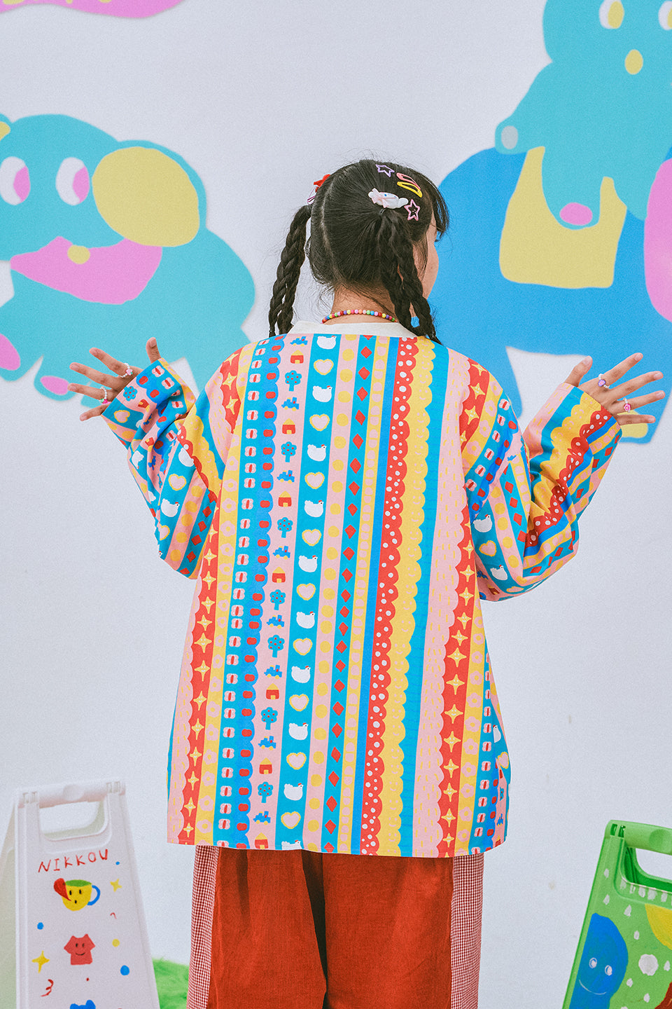 NIKKOU Home Jacket Fun Print Reversible Jacket Cute Harajuku Jacket jacket Nikkou home