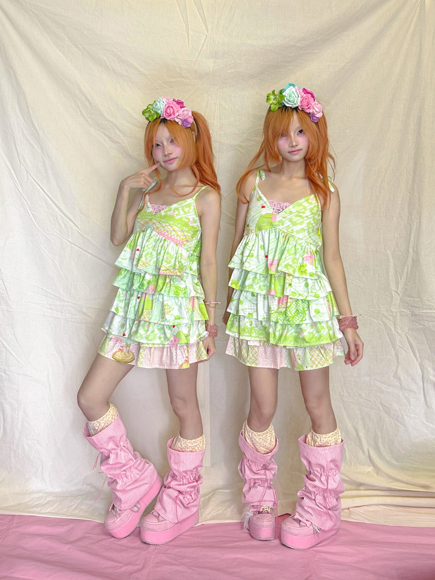 YJM with biubiu - Kawaii Ruffle Tiered Cami Dress