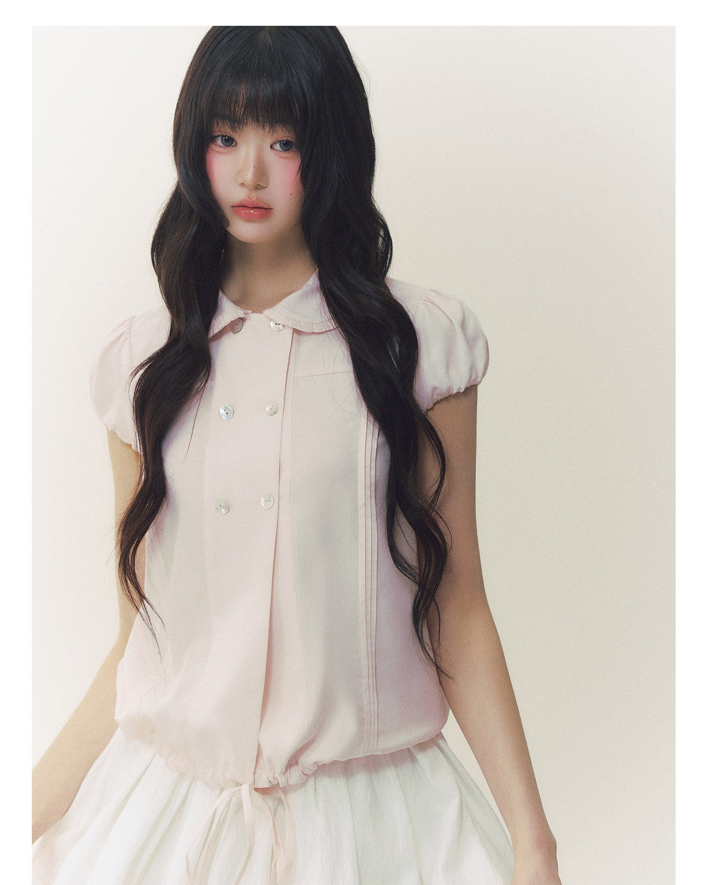 SunsetPark - Double-Breasted Lace Collar Shirt shirt Sunset Park