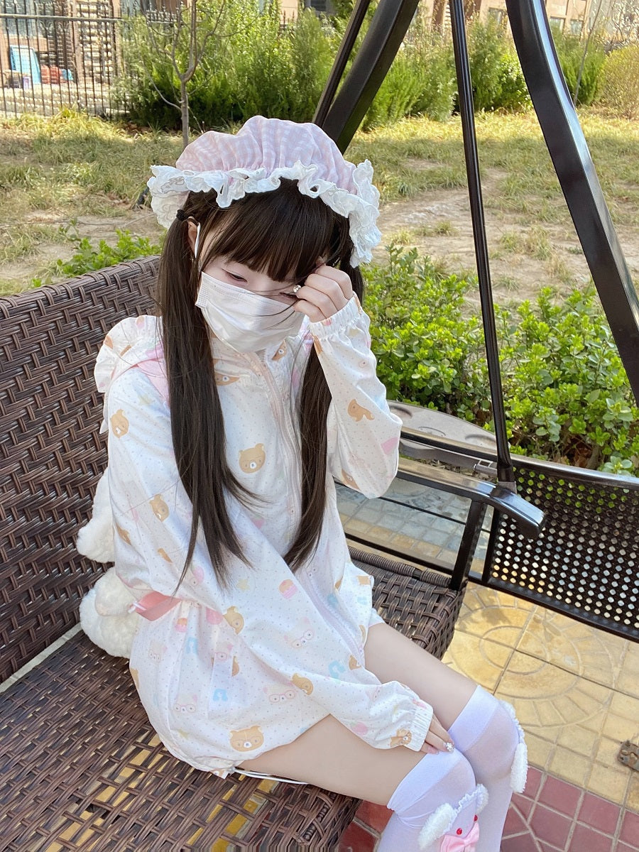 Kawaii Summer Set – UV Jacket & High-Waist Shorts set Blurred Bear