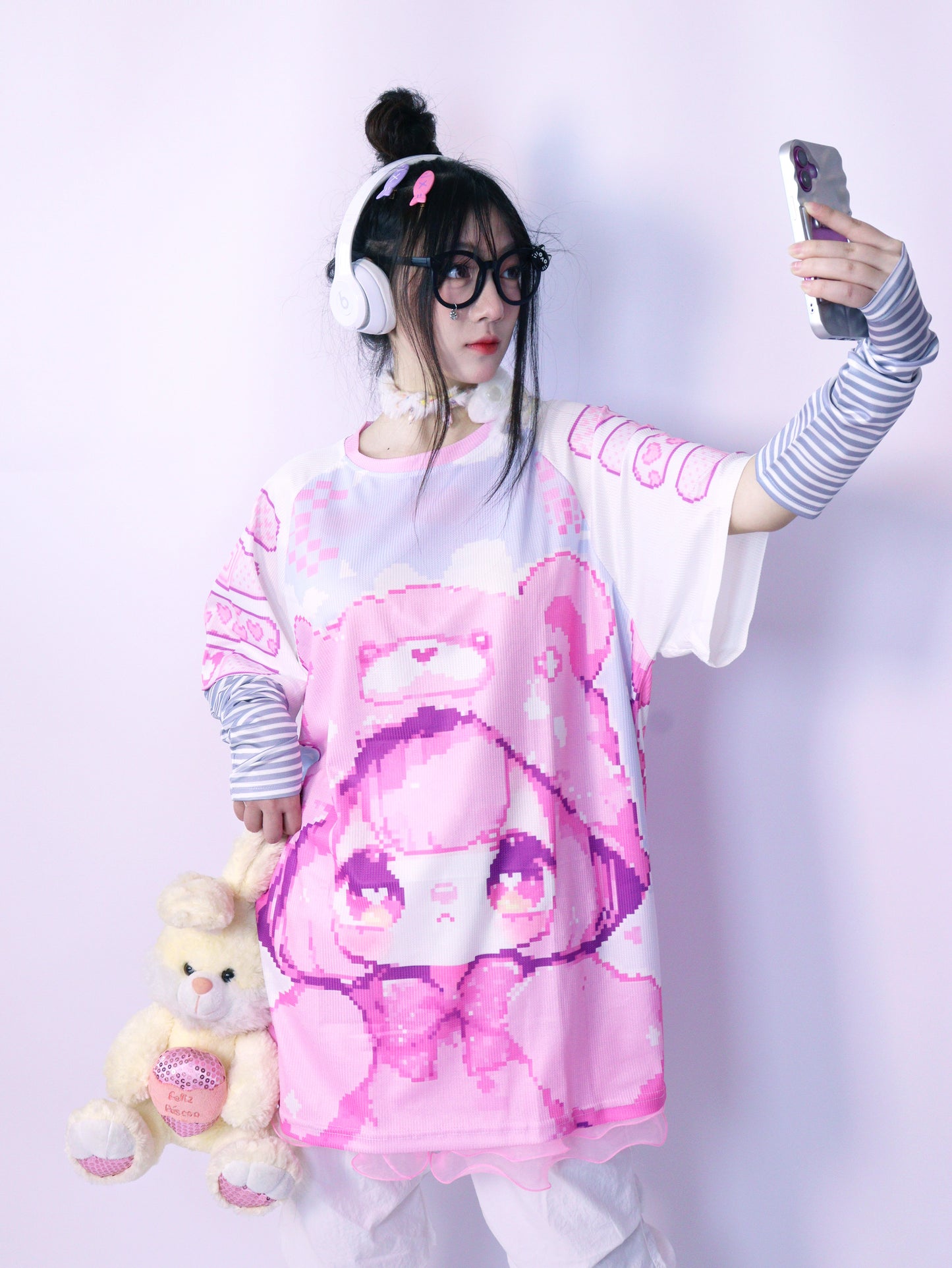 LEERROO - Y2K Decora Alt Graphic Tee with Strawberry Bear Print tshirt Leerroo