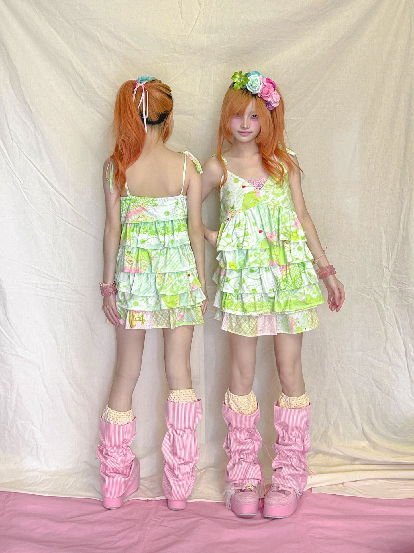 YJM with biubiu - Kawaii Ruffle Tiered Cami Dress