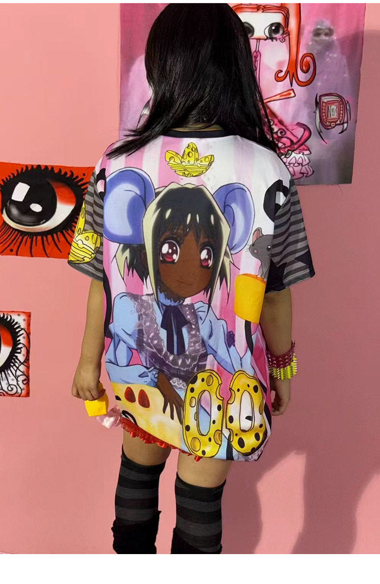 ki00bi00 - Anime Maid Graphic Loose Tee shirt ki00bi00