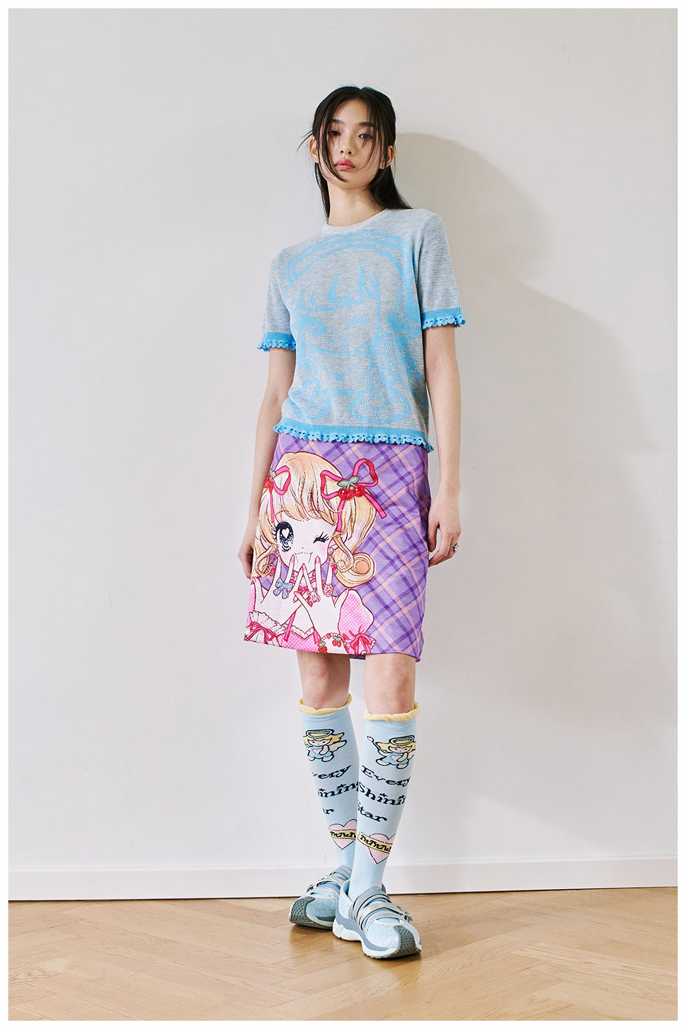 tntntutu Purple Plaid Skirt | Cute Girl Print Skirt | Vintage Cute Mini Skirt skirt tntntutu