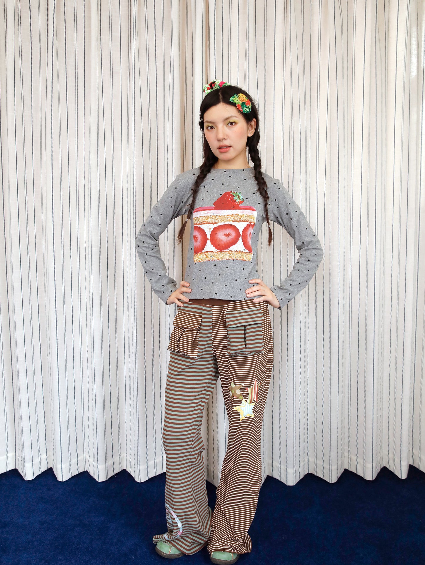 FRUITS - Kawaii Strawberry Cake Polka Dot Long Sleeve Top shirt Fruits