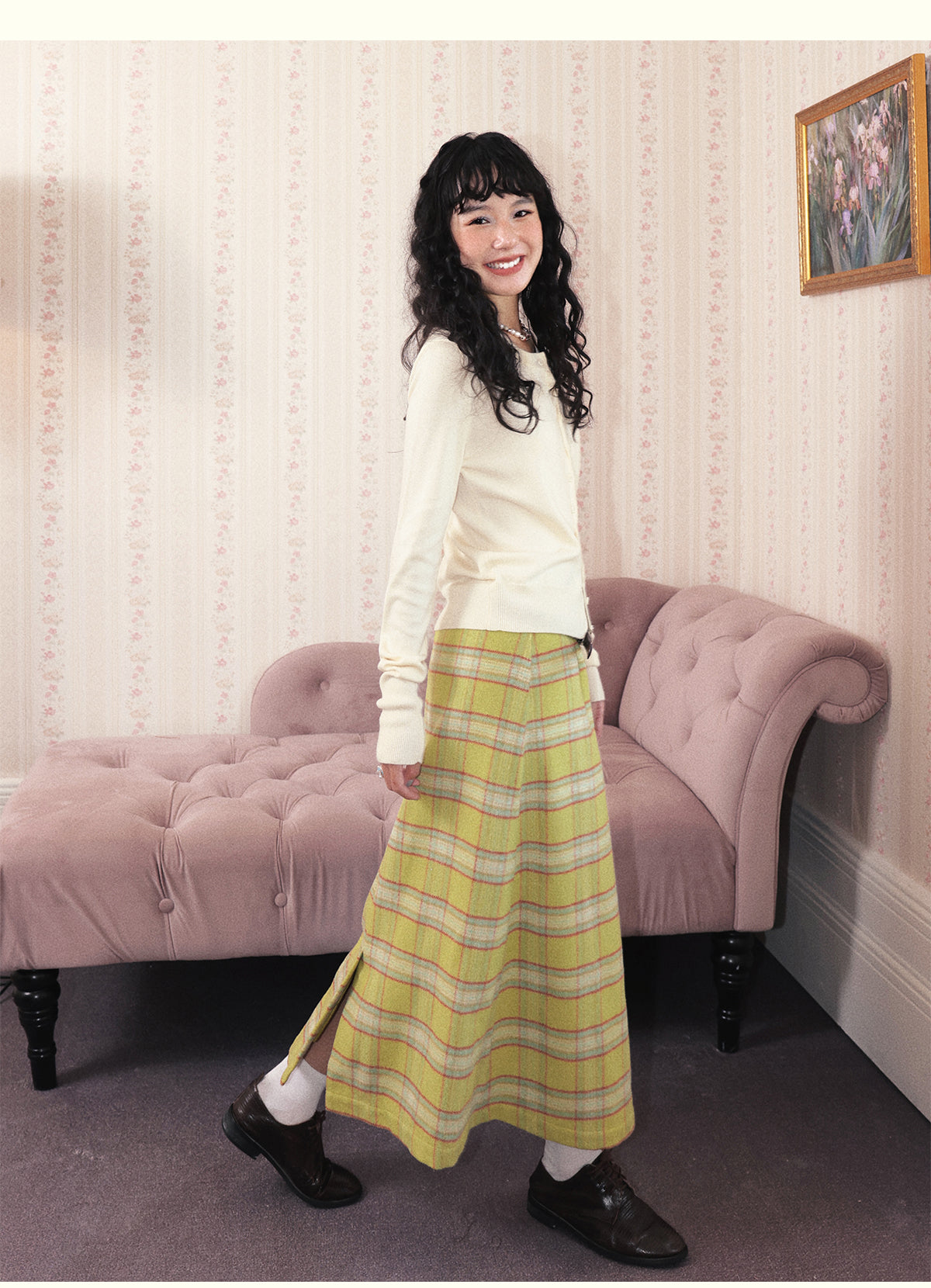 Chemical Girl - Vintage Plaid Wool Long Skirt Retro Girly skirt chemical girl