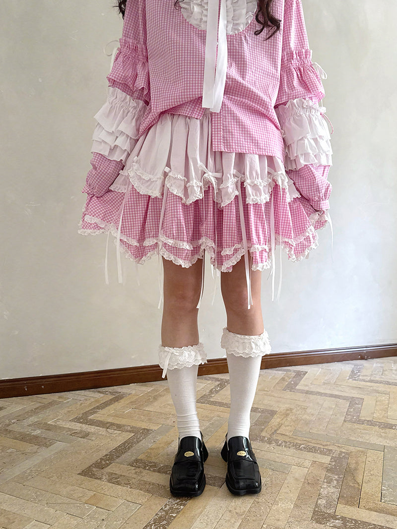 daytoday Everyday Institute - Kawaii Skirt Cotton Bow Layered skirt daytoday everyday institute