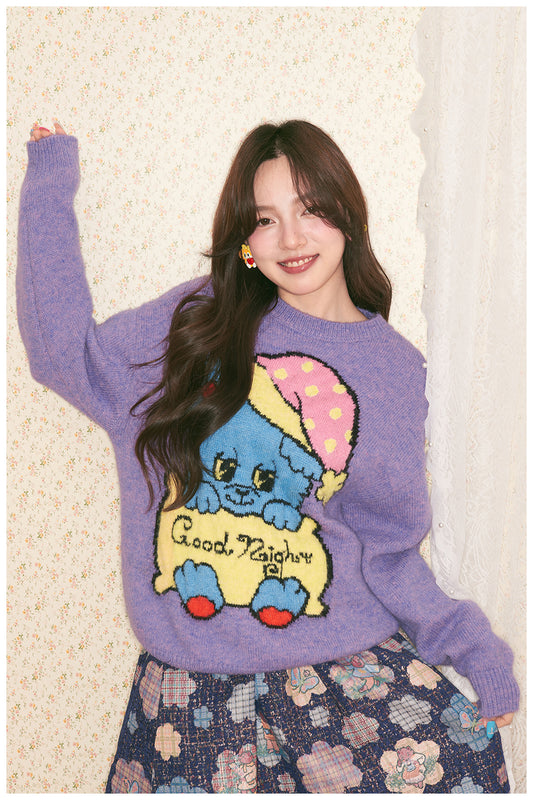tntntutu - Purple Green Yellow Animal Knit Sweater sweater tntntutu