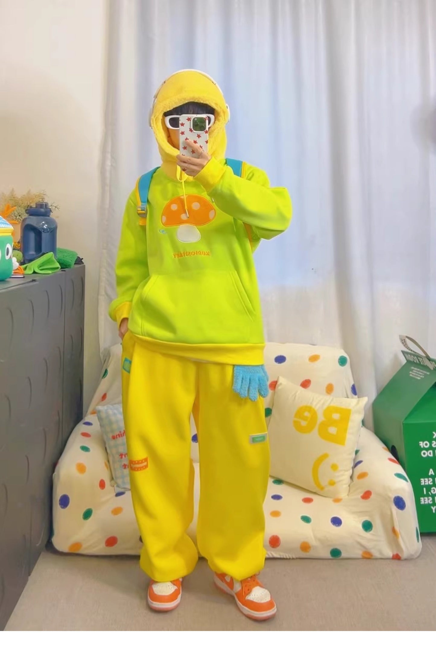 KURIOSITAET - Green Mushroom Embroidered Hoodie hoodie KURIOSITAET