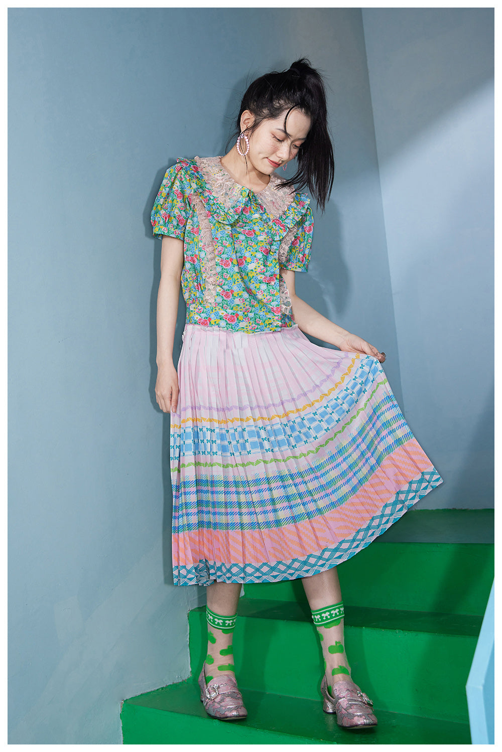 Tntntutu Shirt | Cute Floral Print Shirt | Doll Collar Cotton Blouse blouse tntntutu