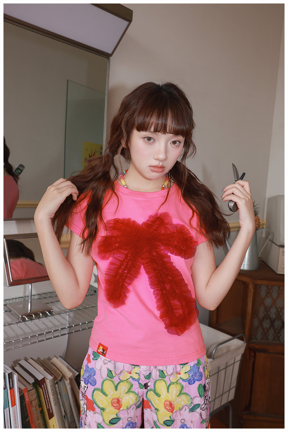 tntntutu Kawaii Mesh Bow Short Sleeve T-Shirt – Harajuku Y2K Puff Tee tshirt tntntutu