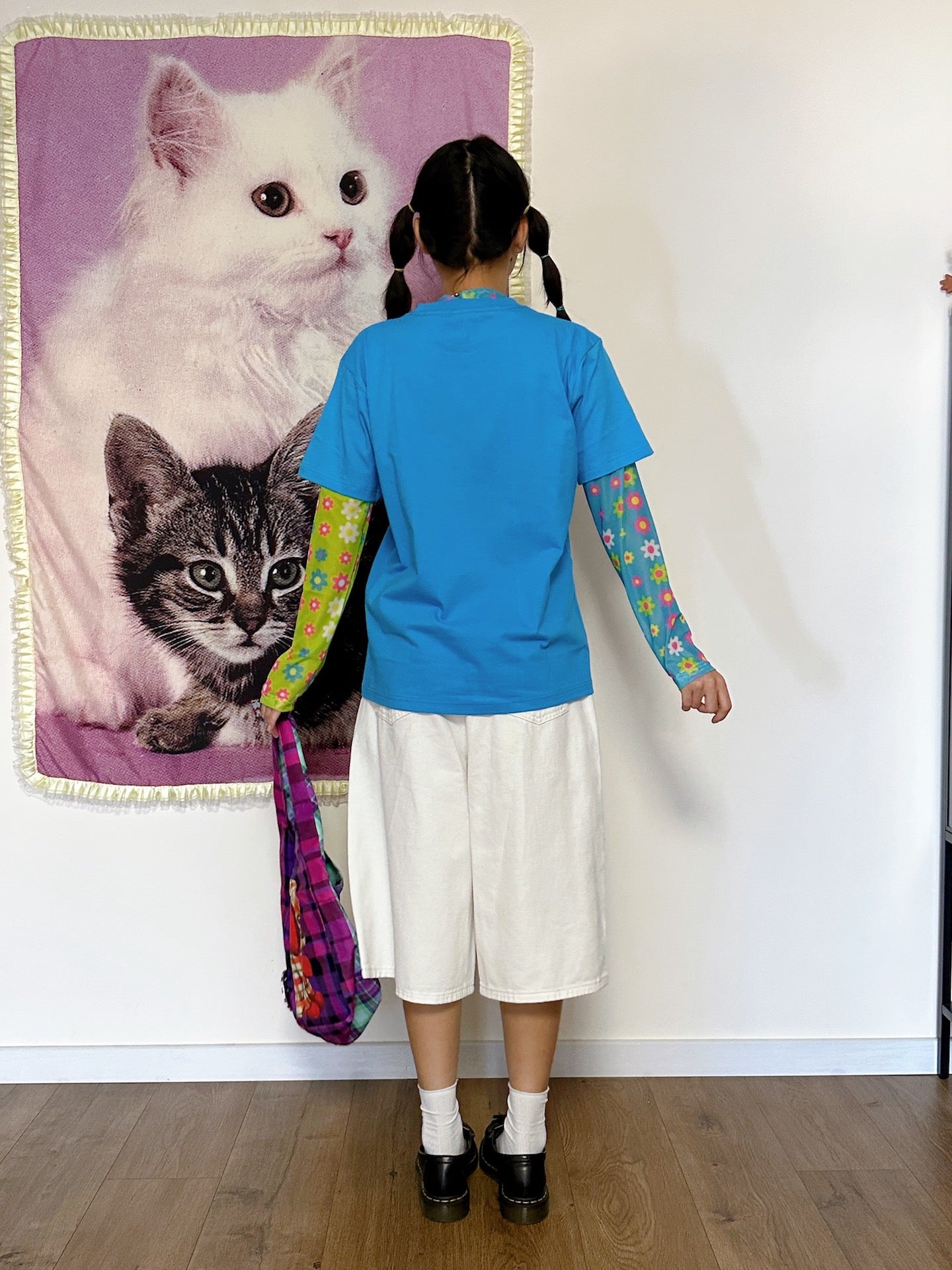 Decora Kei Cotton Tee – Loose Fit Blue tshirt bunnybunnygun