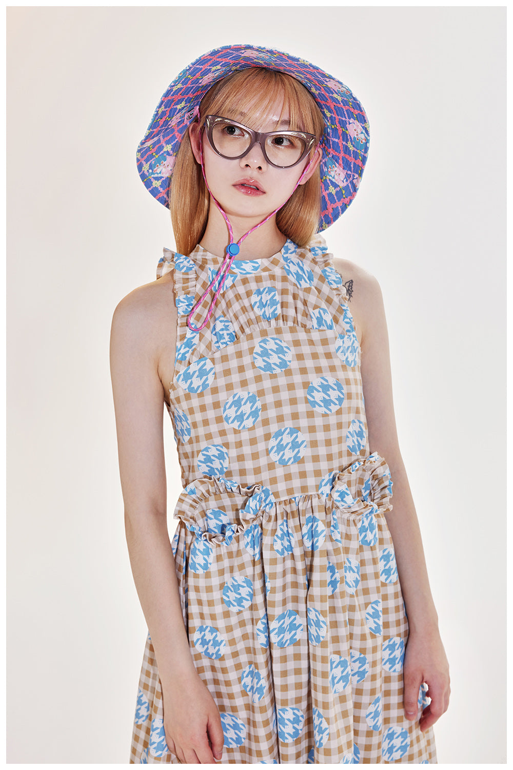 Tntntutu Patchwork Dress | Halter Neck Dress | Sleeveless Checkered Dress dress tntntutu