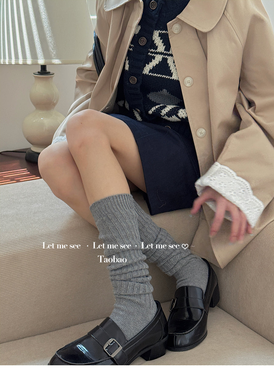 LET ME SEE 复古高级感舒适踩脚袜套 中筒堆堆袜显腿细百搭腿套 sock let me see