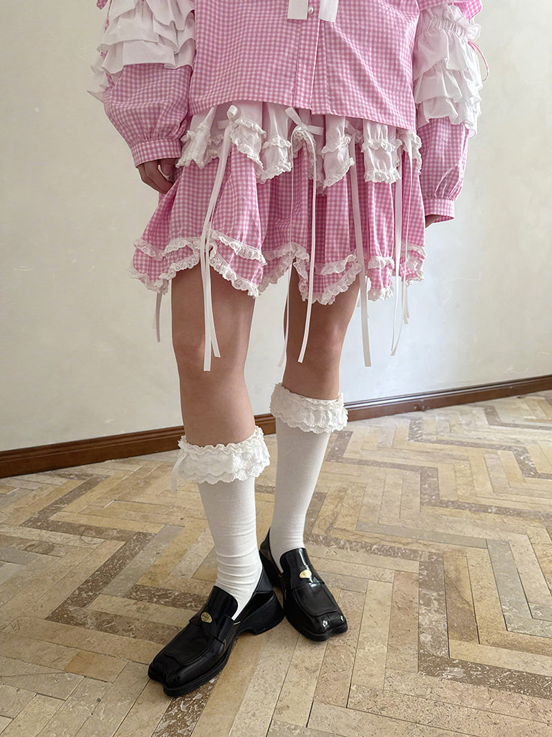 daytoday Everyday Institute - Kawaii Skirt Cotton Bow Layered skirt daytoday everyday institute