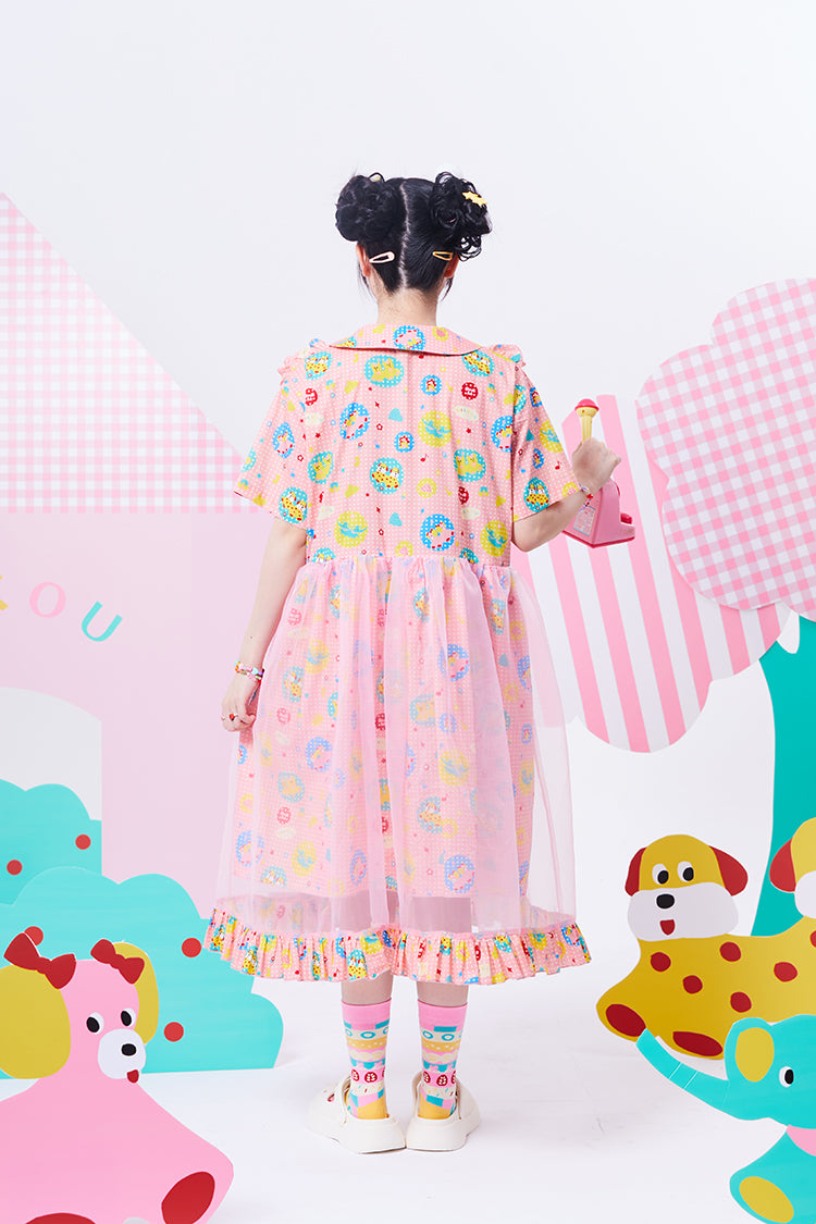 NIKKOU Home Dress Original Printed Dress Organza Dress Showa Cute Dress dress Nikkou home