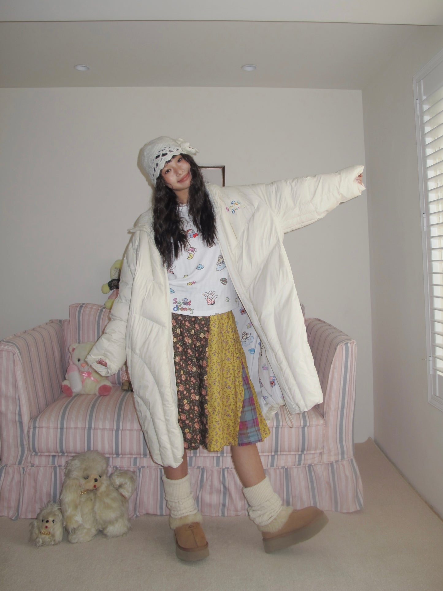 Harajuku Jacket Winter White Jacket Embroidered Jacket Long Down Jacket jacket KaiXin hostel