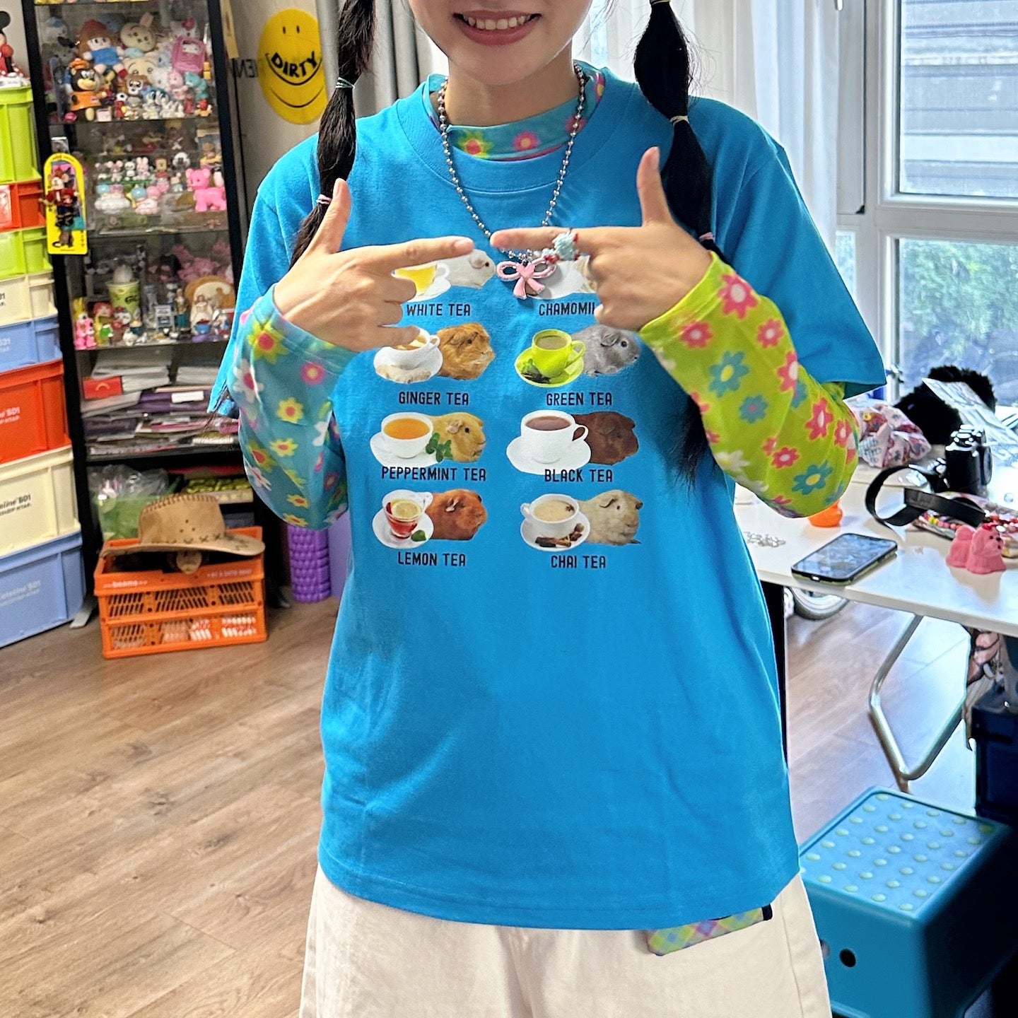 Decora Kei Cotton Tee – Loose Fit Blue tshirt bunnybunnygun