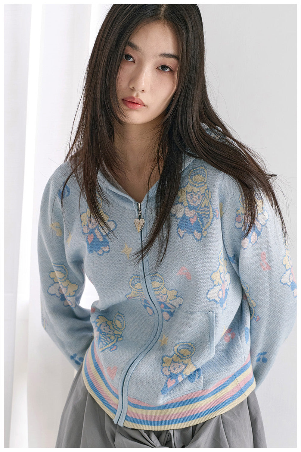 Tntntutu Setup Harajuku Angel Knit Hoodie & Skirt Set – Light Blue | tntntutu set tntntutu
