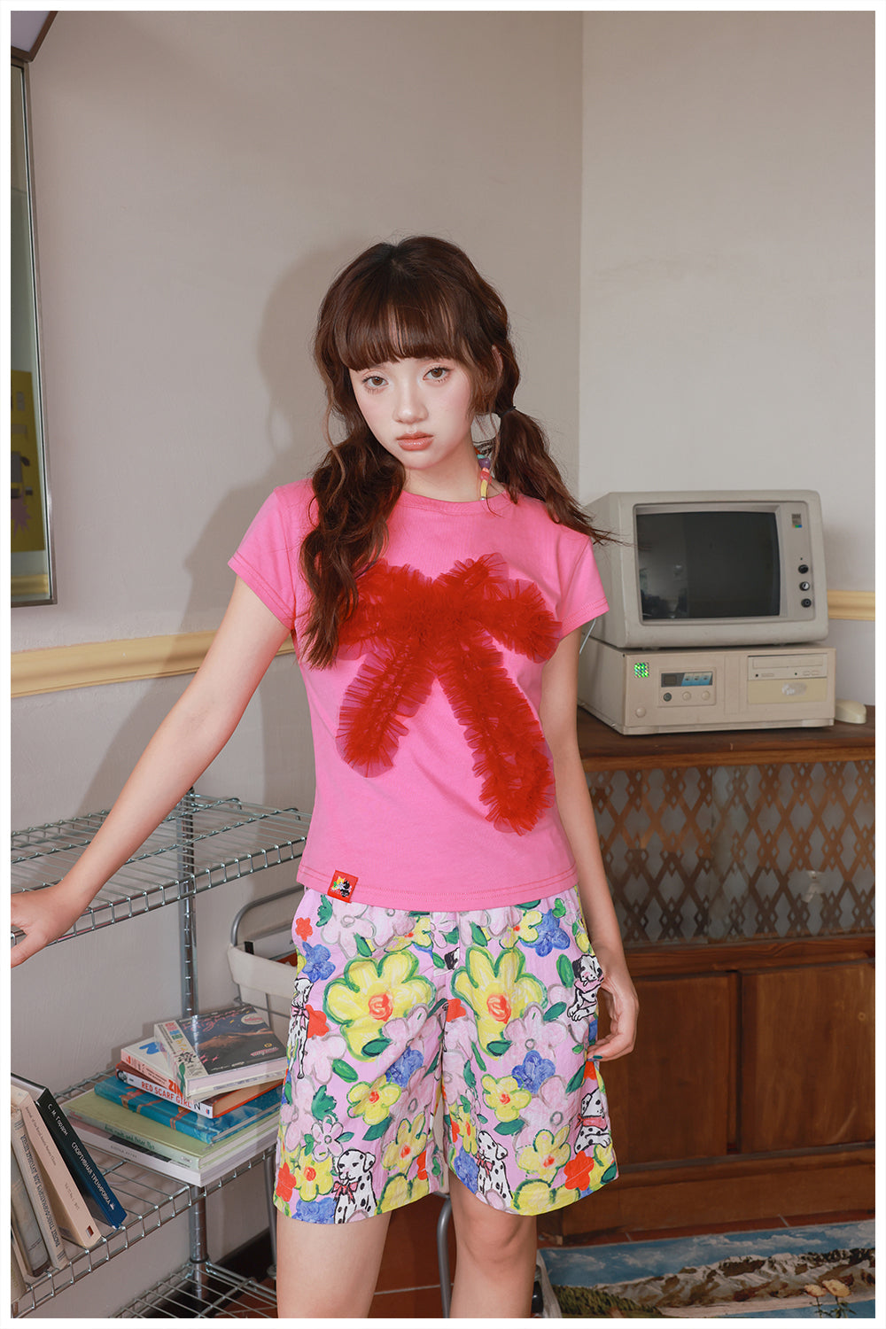 tntntutu Kawaii Mesh Bow Short Sleeve T-Shirt – Harajuku Y2K Puff Tee tshirt tntntutu
