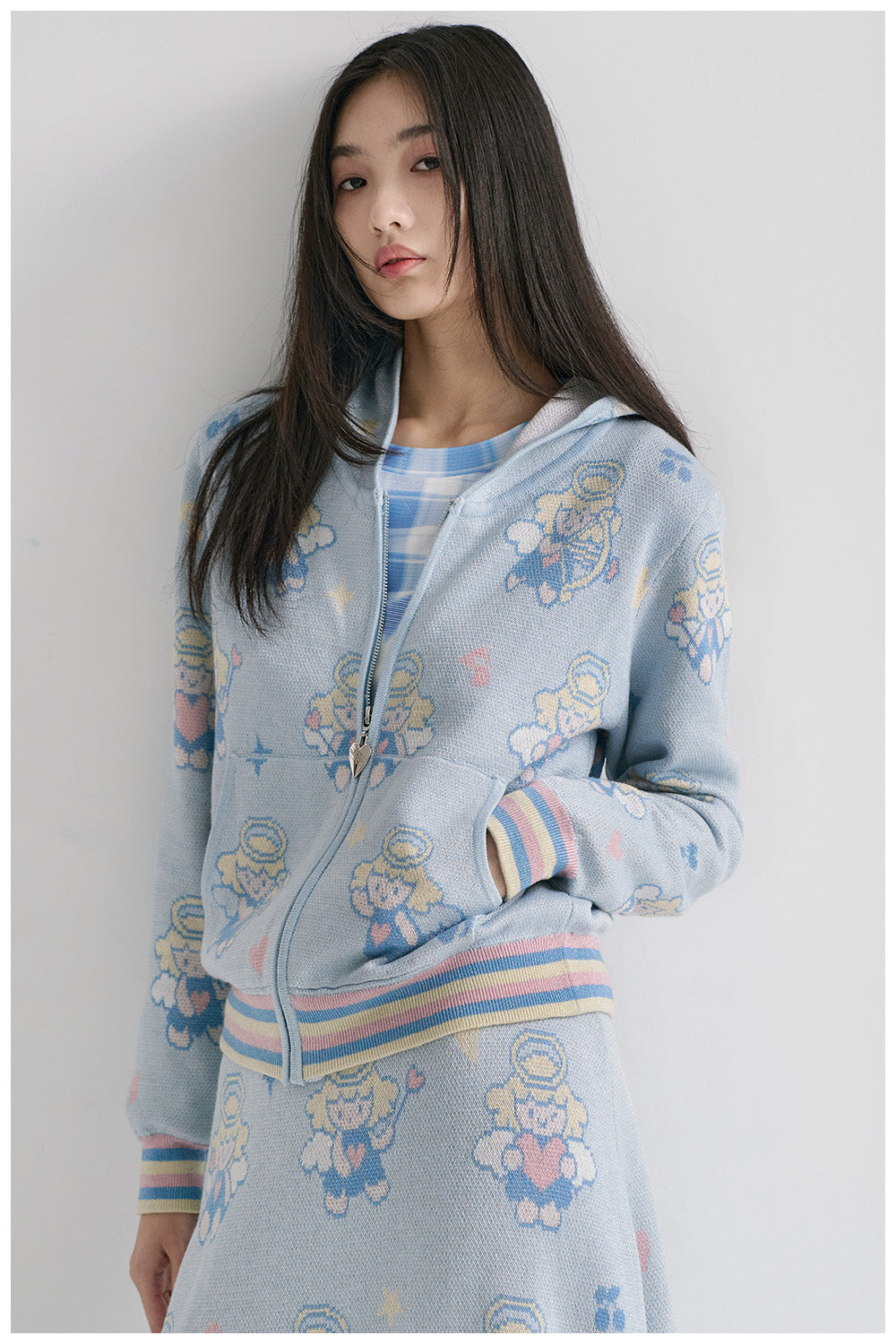 Tntntutu Setup Harajuku Angel Knit Hoodie & Skirt Set – Light Blue | tntntutu set tntntutu