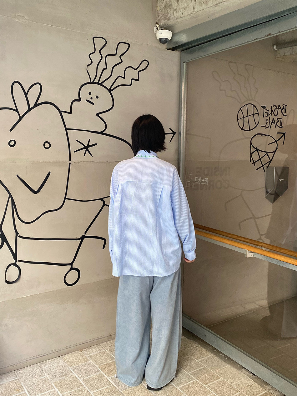 BIBULU - Kidcore Embroidered Plaid Shirt shirt BIBULU