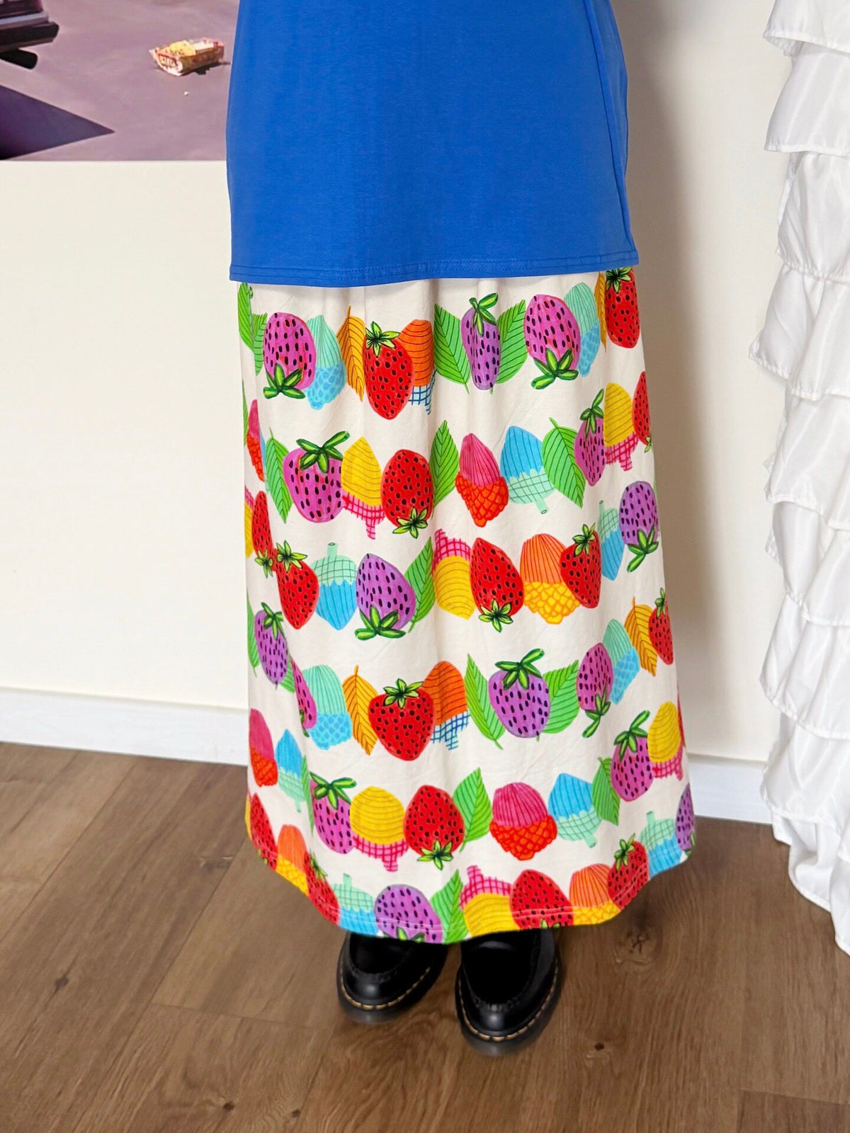 bunnybunnygun - Strawberry Art Print Maxi Skirt skirt bunnybunnygun