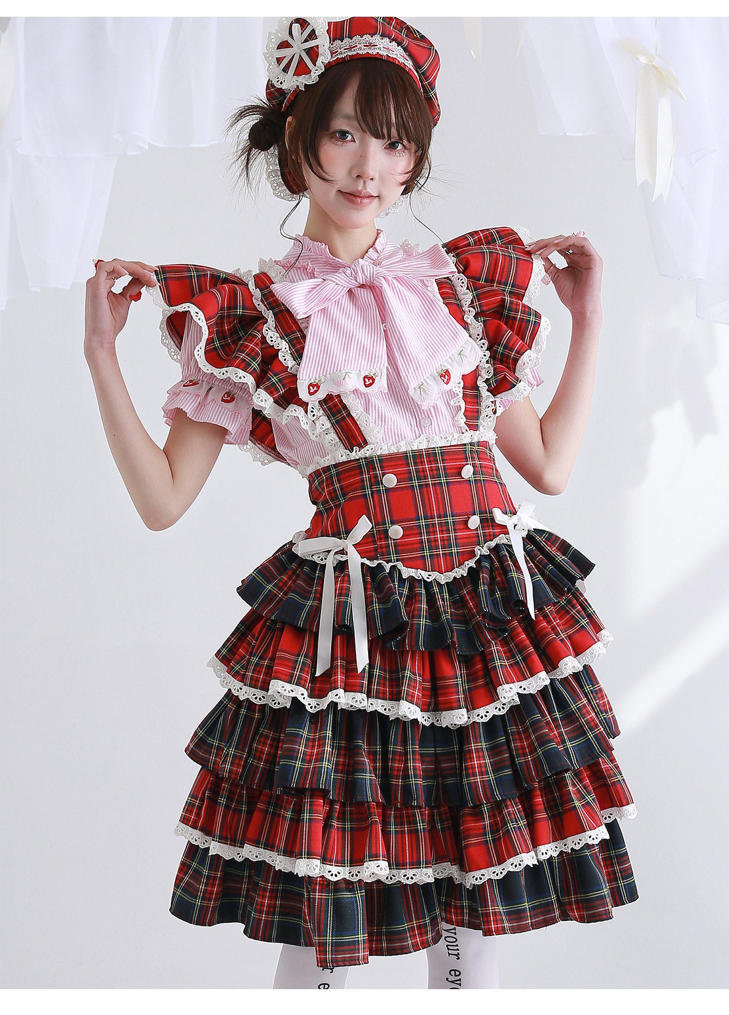 SOS MEME CLUB - Red Suspender Puff Dress dress SOS MEME CLUB