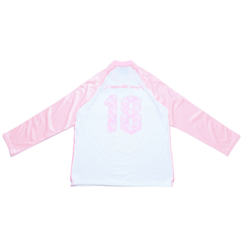Hashtag DDD - Y2K Oversized Polo Shih Tzu Print Jersey shirt Hashtag DDD