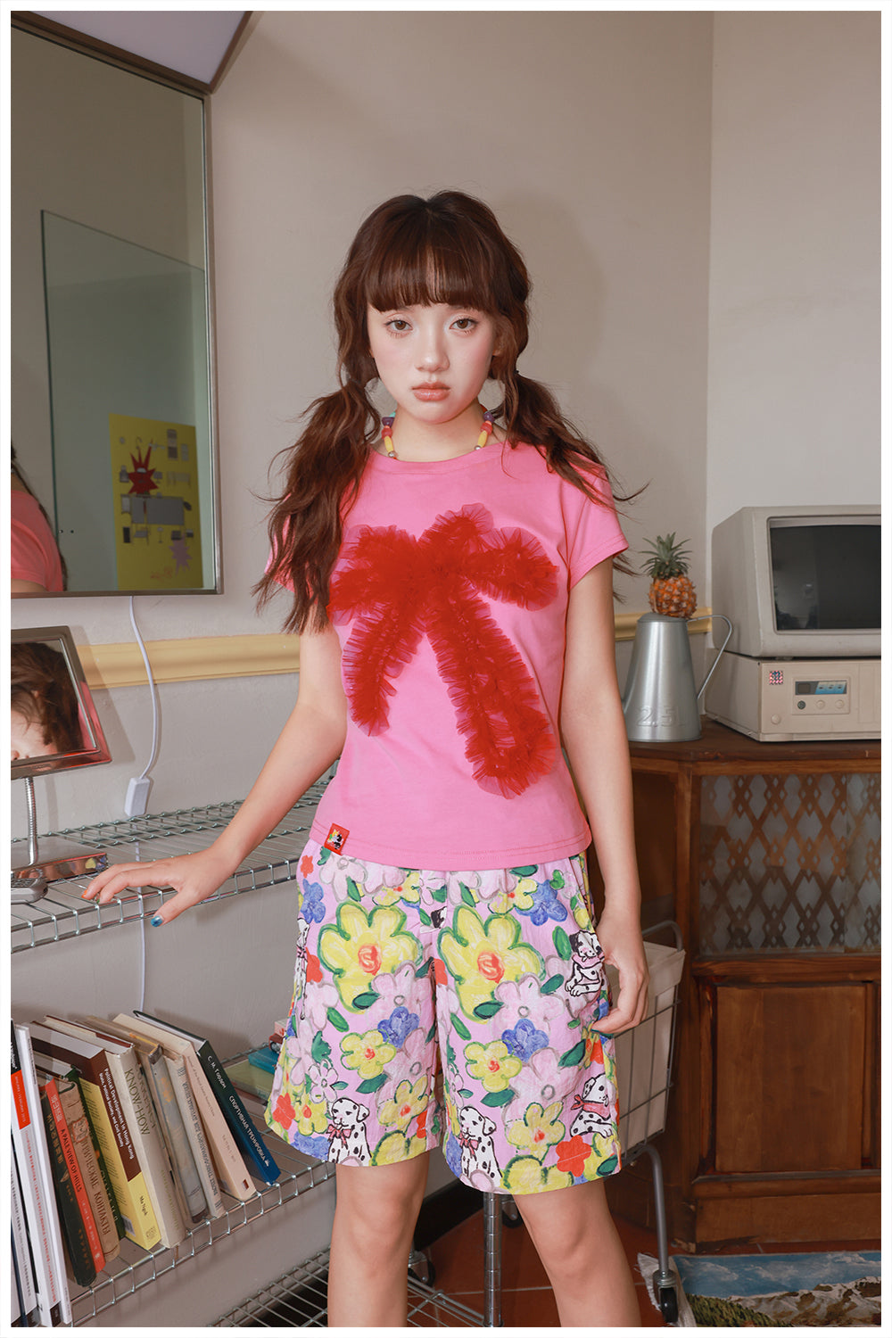 tntntutu Kawaii Mesh Bow Short Sleeve T-Shirt – Harajuku Y2K Puff Tee tshirt tntntutu