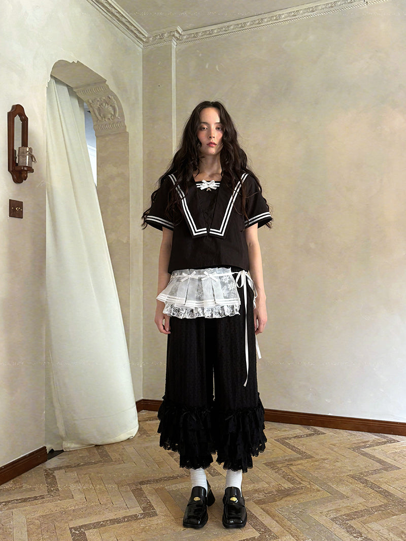 Daytoday Everyday Institute - Kawaii Layered Lace Bow Bubble Pants pants daytoday everyday institute