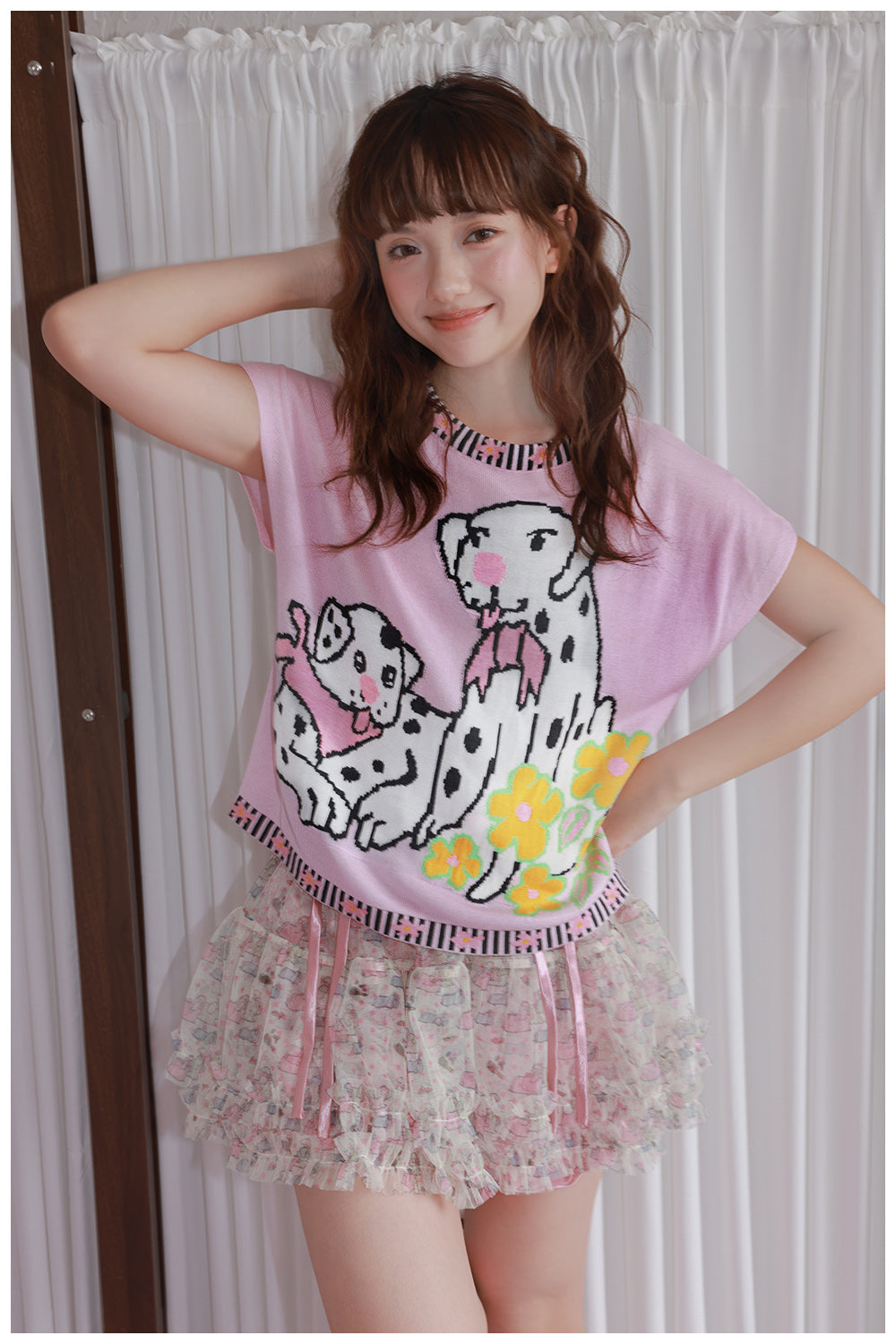 tntntutu Sweet Dog Print Puffy Tulle Skirt Shorts - Bow Waistband Decora Y2K Shorts skirt tntntutu