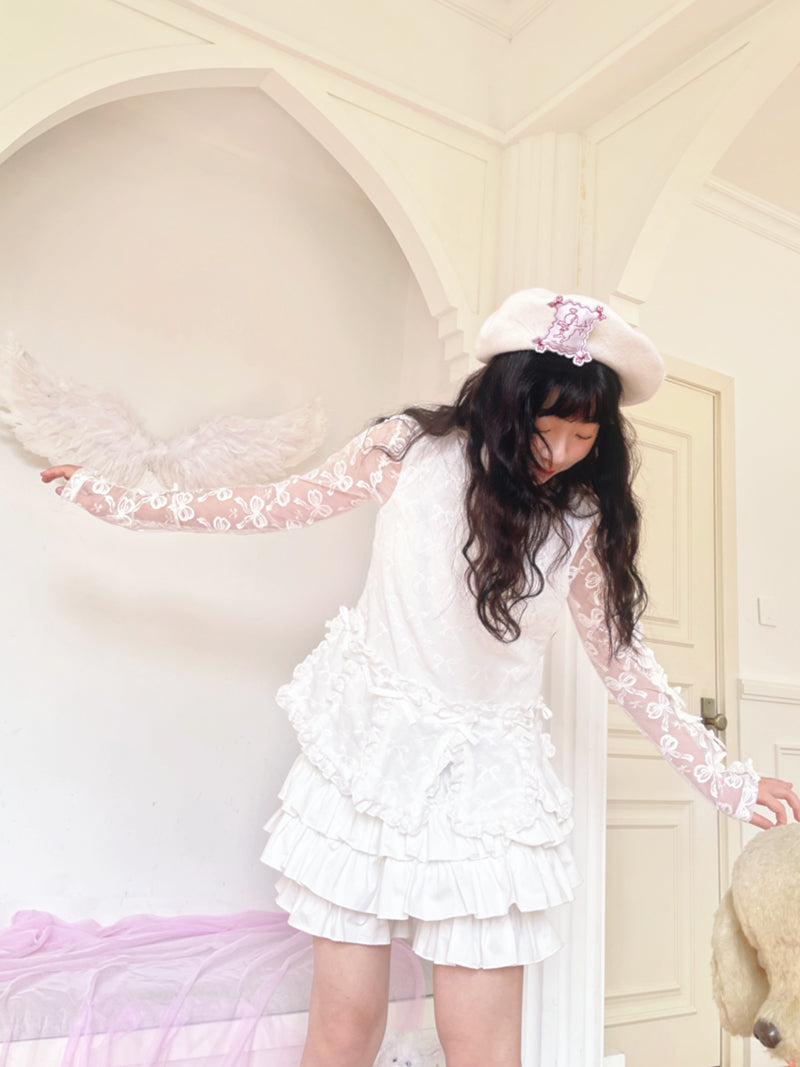 Daytoday Everyday Institute Harajuku Top Bow Embroidery Base Shirt Long Sleeve shirt daytoday everyday institute