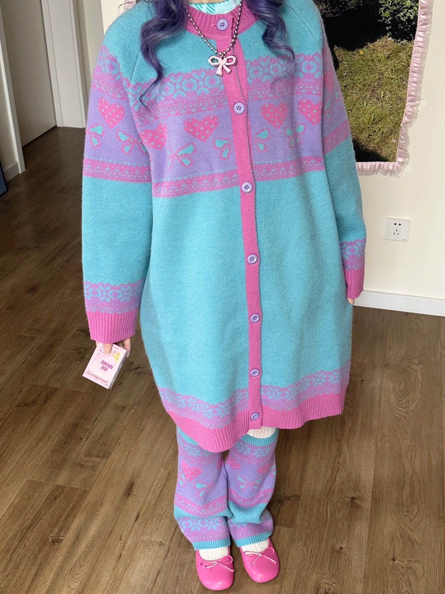 bunnybunnygun - Decora Kei Dopamine Knit Cardigan Oversized sweater dress