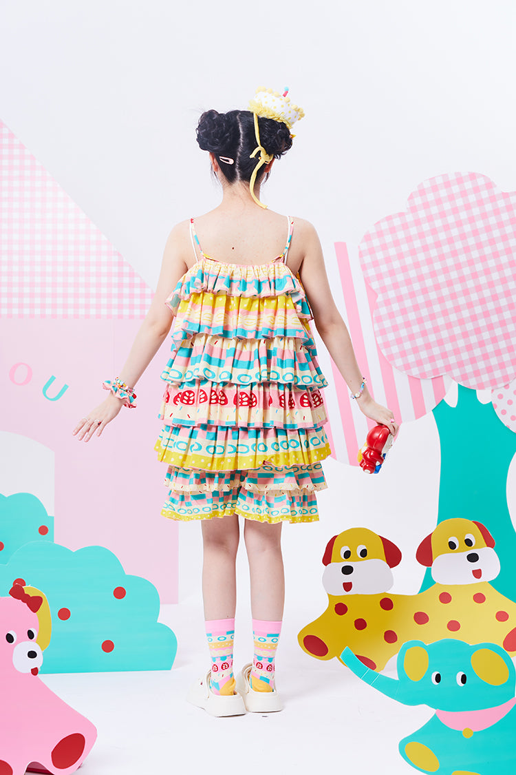 NIKKOU Home Skort Original Printed Skirt Lace Tiered Shorts Showa Style skirt Nikkou home