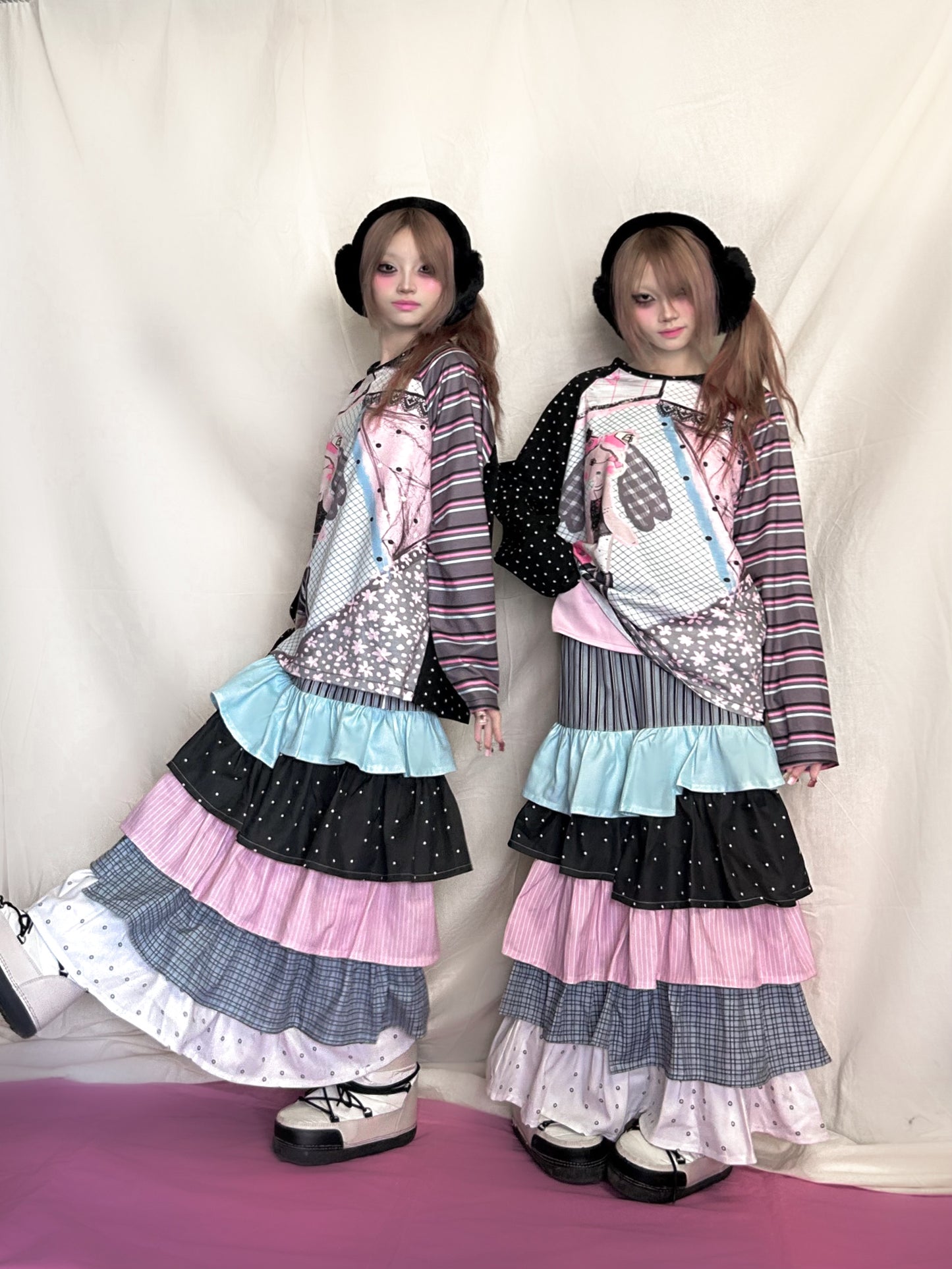 YJM with biubiu Irregular Layered Skirt | Harajuku Colorful Skirt skirt YJM with biubiu