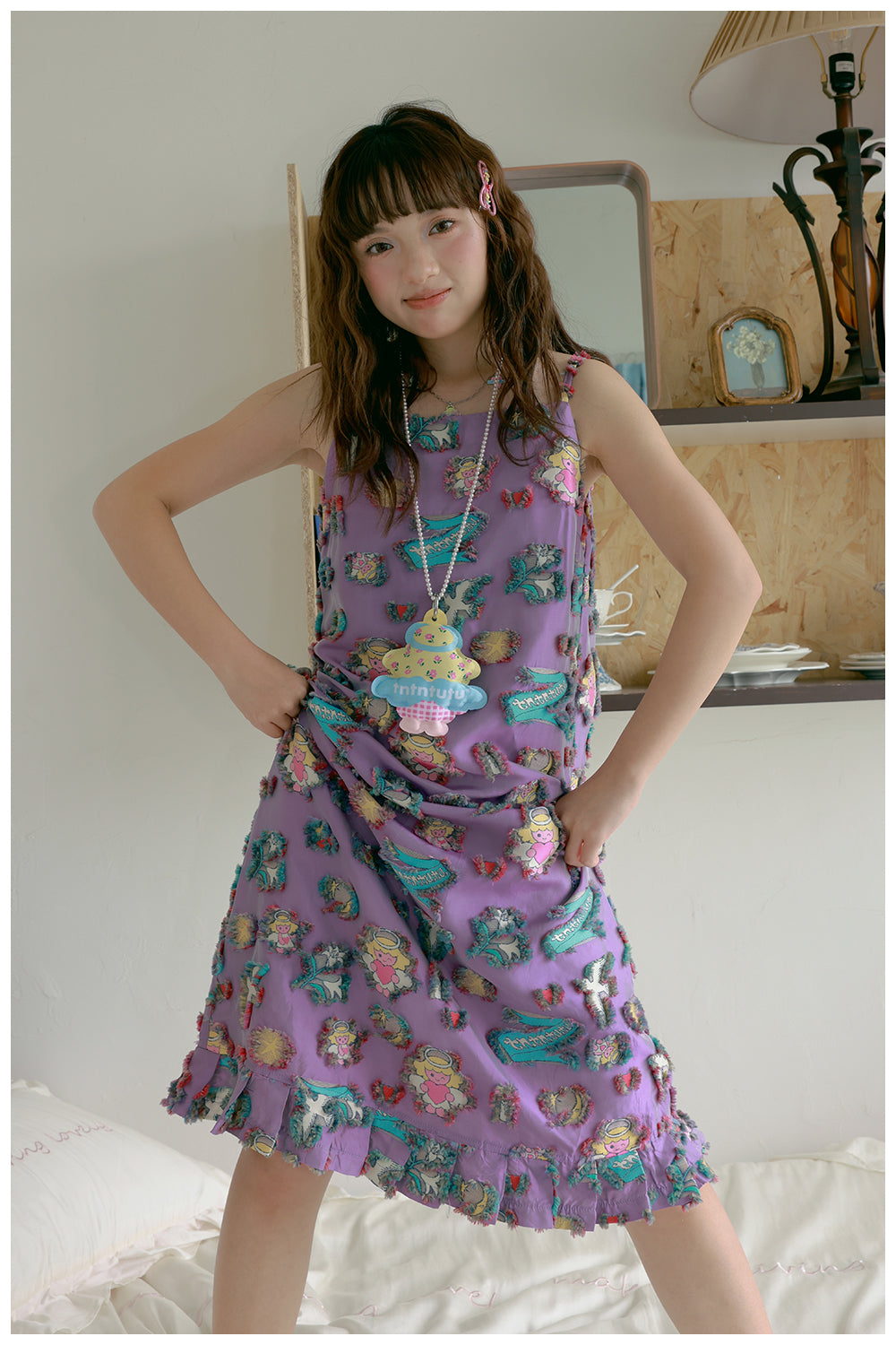 tntntutu Shiny Angel Dress | Harajuku Purple Jacquard Skirt dress tntntutu