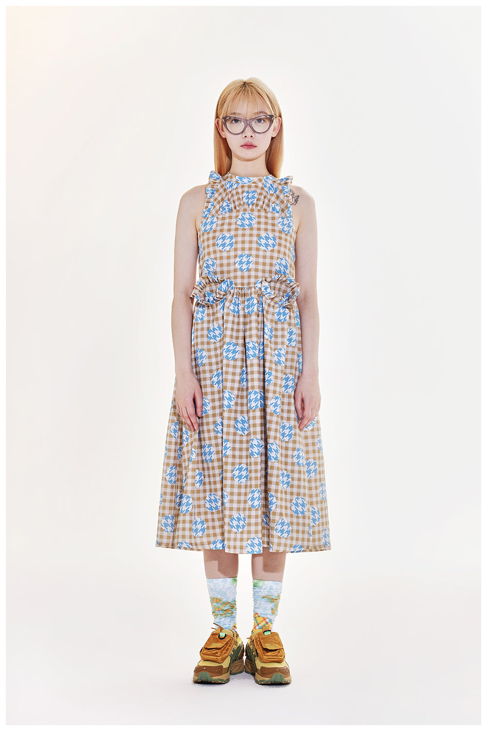 Tntntutu Patchwork Dress | Halter Neck Dress | Sleeveless Checkered Dress dress tntntutu