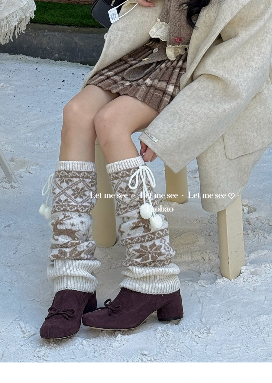 LET ME SEE - Snowflake Knit Wool-Look Christmas Leg Warmers leg warmmers let me see