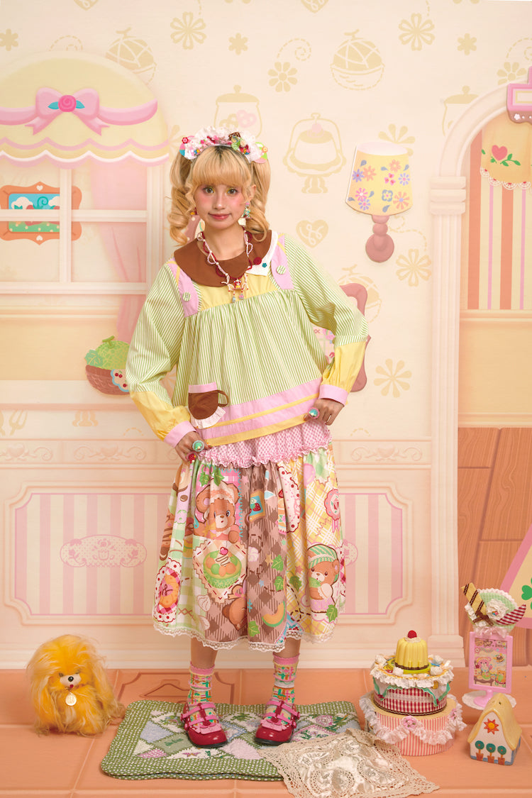 Lutra Jump - Decora Kei Asymmetrical Doll Collar Stripe Shirt blouse Lutra Jump