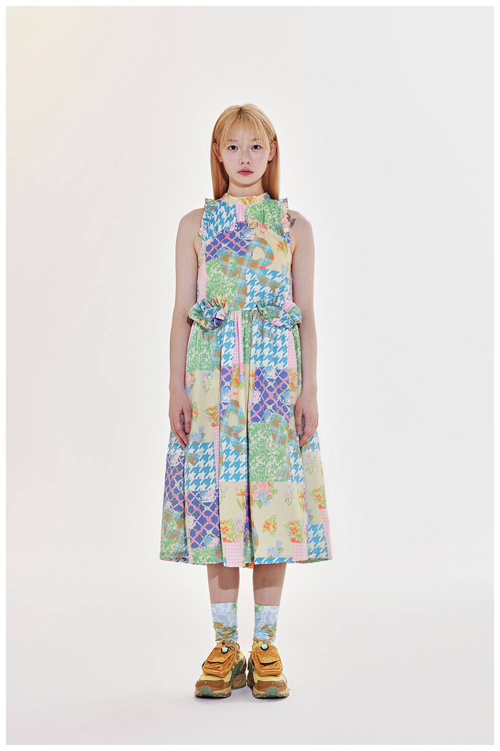 Tntntutu Patchwork Dress | Halter Neck Dress | Sleeveless Checkered Dress dress tntntutu