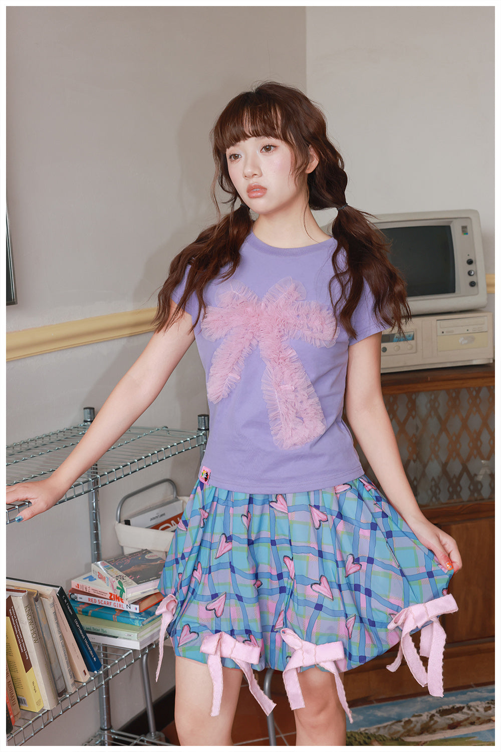 tntntutu Kawaii Mesh Bow Short Sleeve T-Shirt – Harajuku Y2K Puff Tee tshirt tntntutu
